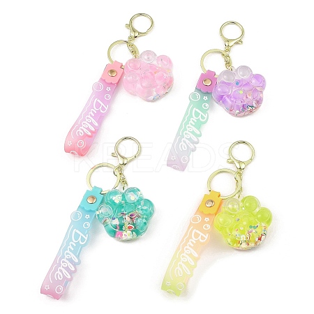 Luminous Cat Paw Print Acrylic Pendant Keychain KEYC-D019-03G-1