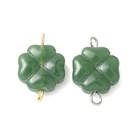 2Pcs 2 Colors Spray Painted Glass Imitation Jade Connector Charms PALLOY-JF03525-02-1