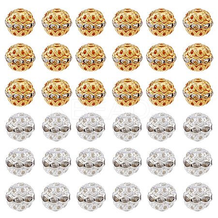 120Pcs 2 Colors Alloy Rhinestone Beads RB-HY0001-05-1