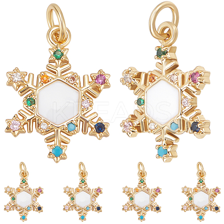 10Pcs Christmas Themed Brass Micro Pave Clear Cubic Zirconia Pendants ZIRC-BBC0002-87-1
