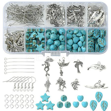 DIY Mixed Shapes Alloy & Synthetic Turquoise Dangle Earring Making Kits DIY-FS0006-33-1