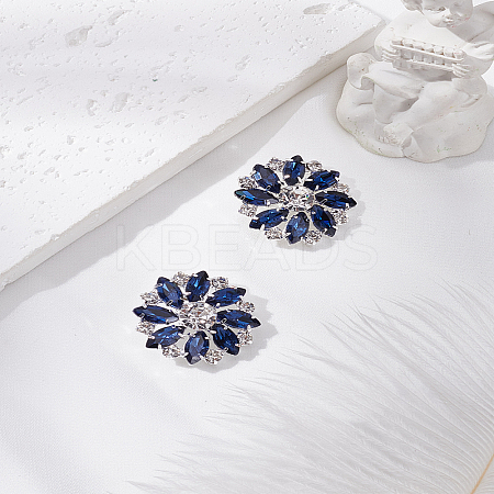 2Pcs 1-Hole Alloy Rhinestone Shank Buttons BUTT-LP0001-65-1