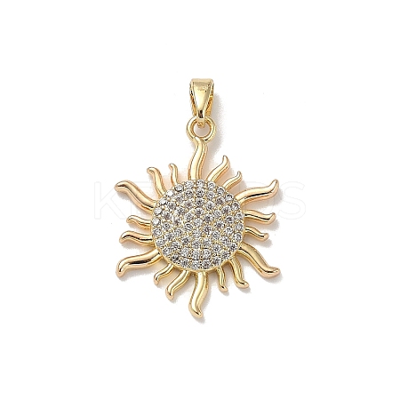 Brass Micro Pave Clear Cubic Zirconia Pendants KK-B138-01G-01-1