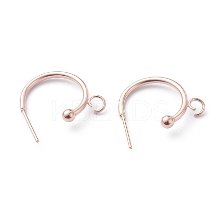 304 Stainless Steel Half Hoop Earrings STAS-Z028-B01-RG-1