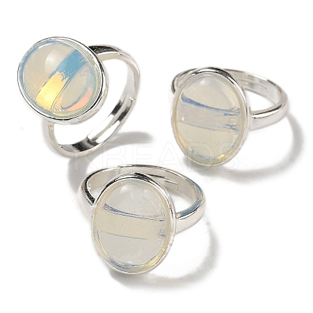 Opalite Oval Adjustable Rings RJEW-K371-07S-14-1