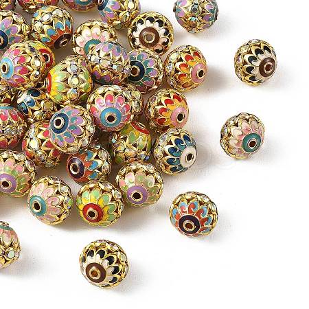 Brass & Alloy & Rhinestone Enamel Beads RB-CBA973B-11D-G-1