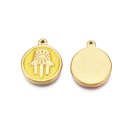 304 Stainless Steel Enamel Pendants STAS-N092-150B-1