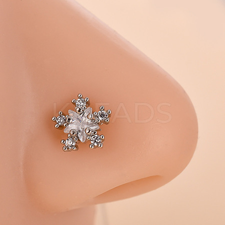 316L Surgical Stainless Steel Clear Cubic Zirconia L-Shaped Nose Rings WG09863-07-1