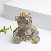 Natural Fluorite Crown Bear Display Decorations WG56055-04-1