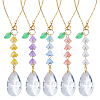 5Pcs Glass Round & Acrylic Flower Pendant Decorations HJEW-DC00106-1