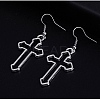 Hollow Out Cross Alloy Long Dangle Earrings for Women EJEW-WH0009-44-1
