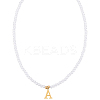 Imitation Pearl with Stainless Steel Pendants Necklaces NJEW-LP0001-51A-G-1