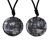 Natural African Blue Opal Pendant Necklaces NJEW-S421-017-1
