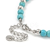 Star of David 304 Stainless Steel & Synthetic Turquoise Round Beaded Bracelets for Women BJEW-G717-06P-3