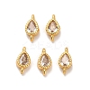 Brass Pave Clear Cubic Zirconia Teardrop Connector Charms KK-H515-03A-G-1