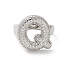 Letter Brass Micro Pave Clear Cubic Zirconia Open Cuff Ring for Women RJEW-N046-03Q-P-2
