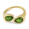 Ion Plating(IP) 304 Stainless Steel Rhinestone Teardrop Cuff Open for Women RJEW-N046-04E-G-2