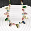Brass Pave Colorful Cubic Zirconia Geometric Link Chain Necklaces NJEW-C111-03A-1