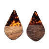 Transparent Resin and Walnut Wood Pendants RESI-T057-06D-2