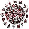 50Pcs Black and Red Gothic Skull Paper Stickers DIY-P085-10-3