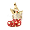 Christmas Brass Micro Pave Cubic Zirconia Pendants LS-KK-K305-07F-02-1