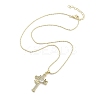 Brass Micro Pave Clear Cubic Zirconia Pendant Necklaces NJEW-B101-07G-02-2
