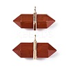 Natural Red Jasper Double Terminal Pointed Pendants G-N345-09C-1