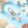 Spiral Shell & Synthetic Turquoise Starfish Pendant Decorations HJEW-JM03171-4