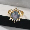 Sunflower Natural & Synthetic Gemstone Finger Rings RJEW-B113-03G-3