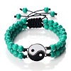 Black and White Yin Yang Synthetic Turquoise Braided Bracelets NA9786-9-1