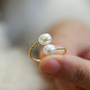 Brass Natural Freshwater Pearl Oval Beaded Cuff Rings WG91F01-01-2