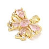 Bowknot Charm Rack Plating Brass Cubic Zirconia Pendants KK-M291-15G-2