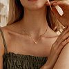 304 Stainless Steel Initial Pendant with Brass Box Chain Necklaces for Women FS-WG8229D-13-2