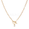 1Pc 304 Stainless Steel Chain & Brass Micro Pave Cubic Zirconia Letter Pendant Necklaces NJEW-LP0001-36Z-G-1