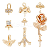 8Pcs 8 Style Brass Micro Pave Clear Cubic Zirconia Flower Cup Peg Bails Pendants KK-BC0011-85-1