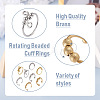 Spritewelry 8Pcs 8 Style Brass Rotating Beaded Cuff Rings RJEW-SW0001-01-3