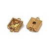 Ion Plating(IP) 304 Stainless Steel Cubic Zirconia Square Links Connector Charms STAS-K256-24G-09-2