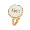 304 Stainless Steel Enamel Open Cuff Rings for Women RJEW-K301-06A-02-4