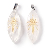Natural Quartz Crystal Gold Sun Pattern Pendants G-L524-14P-07-1