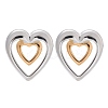 304 Stainless Steel Two Tone Heart Stud Earrings EJEW-C142-14PG-4
