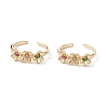 Flower Colorful Cubic Zirconia Cuff Ring LS-RJEW-M146-06G-4
