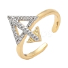 Brass Micro Pave Clear Cubic Zirconia Cuff Finger Rings for Women RJEW-U033-05GP-4