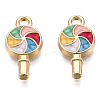 Golden Plated Alloy Enamel Pendants ENAM-T009-99-RS-2