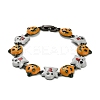 Halloween Brass Enamel Link Bracelets for Women BJEW-B149-01-6