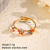 Flower 304 Stainless Steel with Cubic Zirconia Cuff Rings for Women FS-WG31CBD-05-1