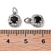 Square Brass Micro Pave Cubic Zirconia Charms KK-B102-09P-3