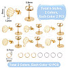 24Pcs 6 Style Ion Plating(IP) 304 Stainless Steel Flat Round Stud Findings STAS-UN0050-66-4