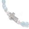 Natural Aquamarine Beaded Stretch Bracelets BJEW-JB13199-04-3