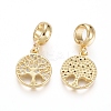 Brass Micro Pave Clear Cubic Zirconia European Dangle Charms X-OPDL-L016-05G-2