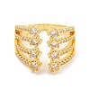 Brass Micro Pave Clear Cubic Zirconia Wide Open Cuff Rings for Women RJEW-L121-009G-2